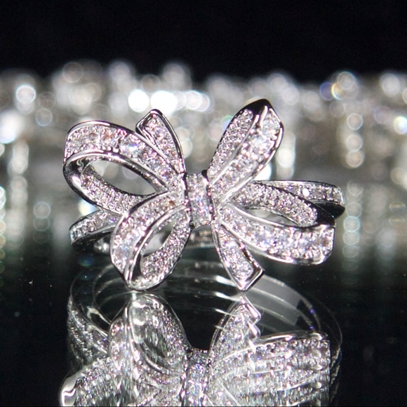 925 14kt Gold Dipped Pave Swarovski Fashion Ring - Picture 6 of 8